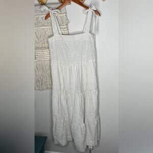Flower & Feather Tan Striped Tiered Dress XL
